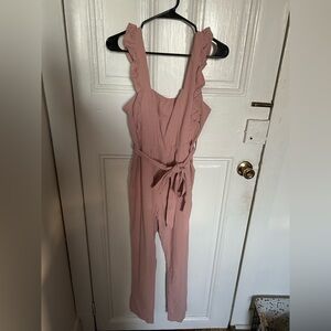 Hello Molly Dusty Pink Ruffle Jumpsuit